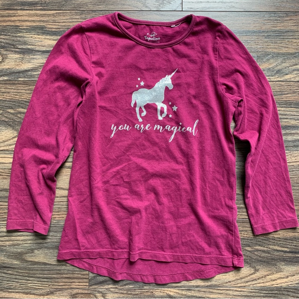 Cute glitter Unicorn Long-sleeve Tee Size 5-6yrs